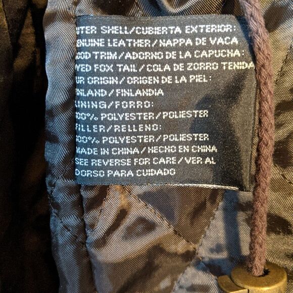 Vintage Jacqueline Ferrar leather coat Small fur trim detachable hood brown - Picture 8 of 9